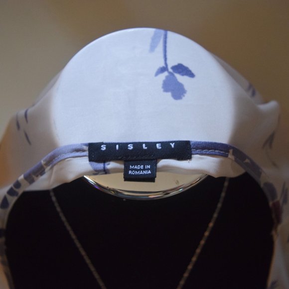 SISLEY oversized satin floral belted tunic dress S - Picture 6 of 7